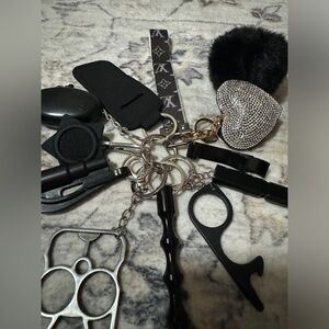 14 Piece Self Help/Aid Custom Keychain - Black & Silver